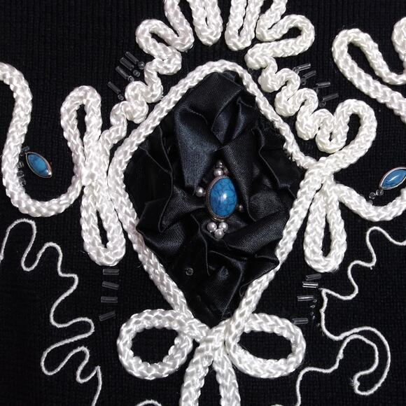 Vintage Joveil Black Embellished Jeweled Button Front Artsy Ornate Cardigan S - Picture 10 of 12